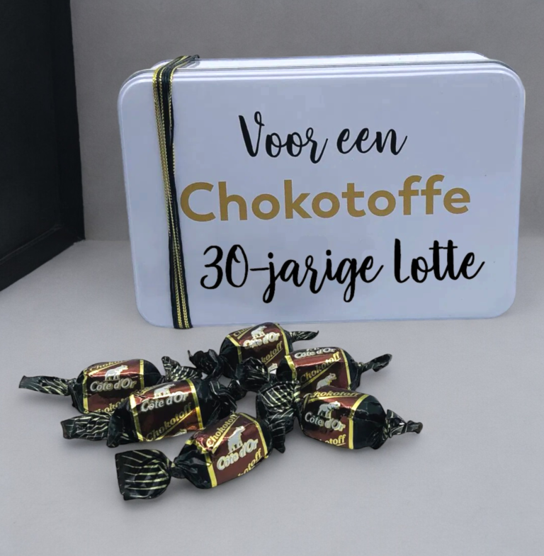 'Chokotoff' cadeau in wit blik