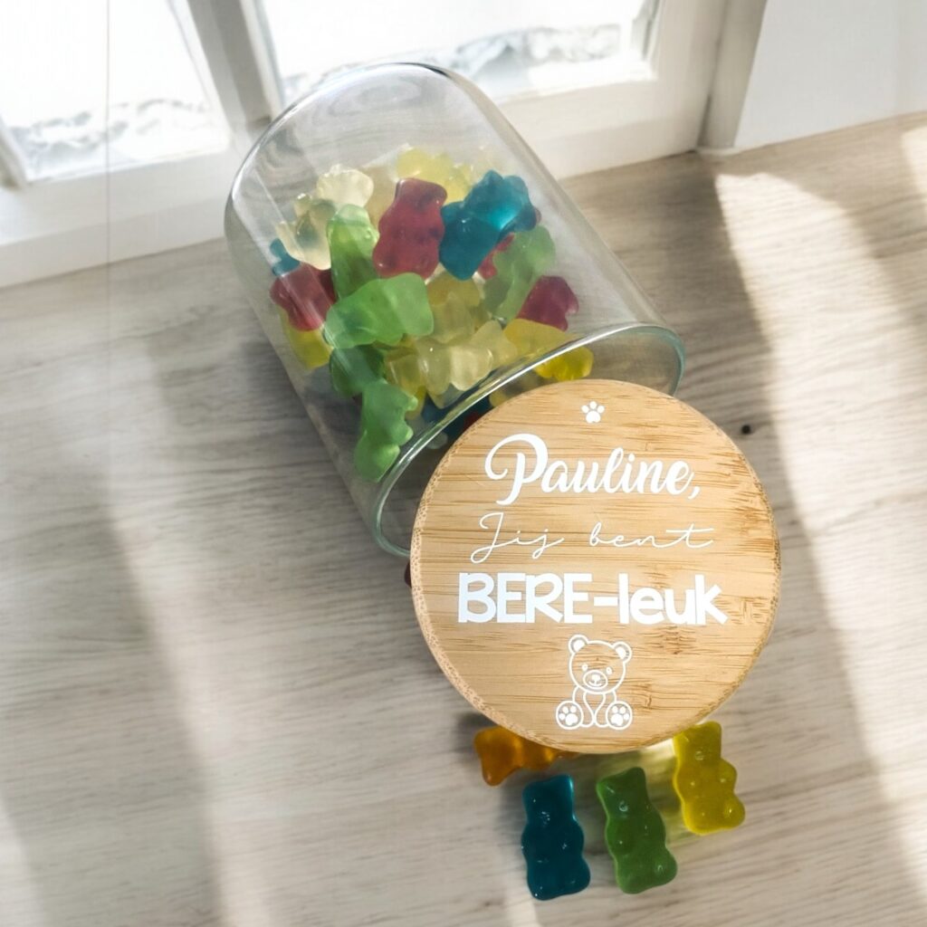 Glazen pot &#8216;Bereleuk&#8217; &#8211; Beertjessnoep
