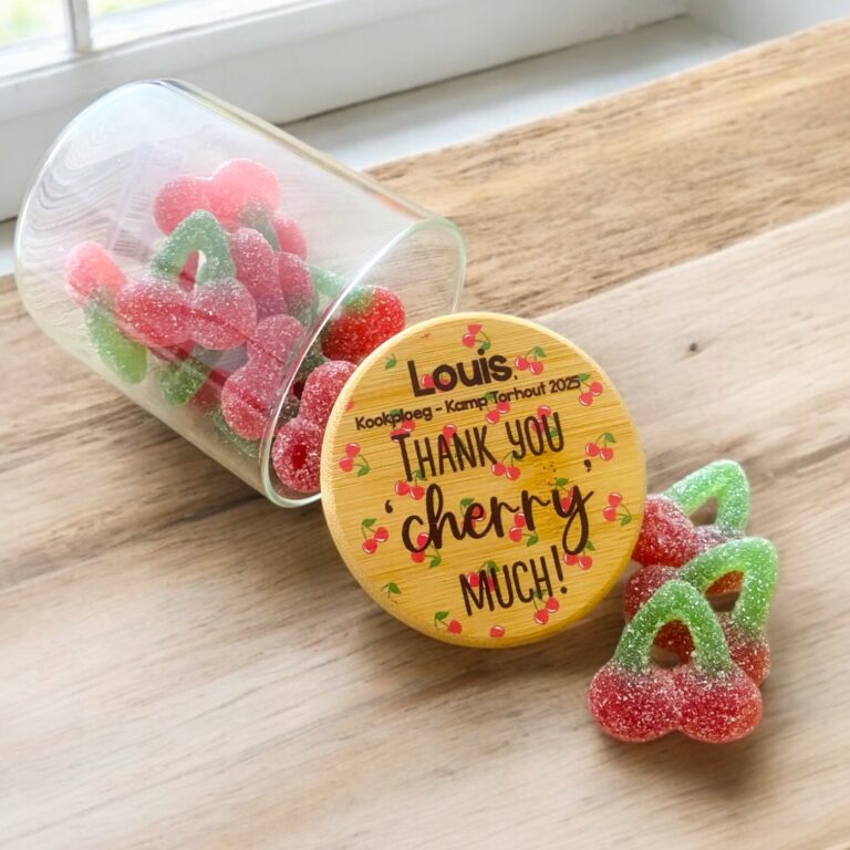 Glazen pot 'thank you cherry much' - Zure kersen